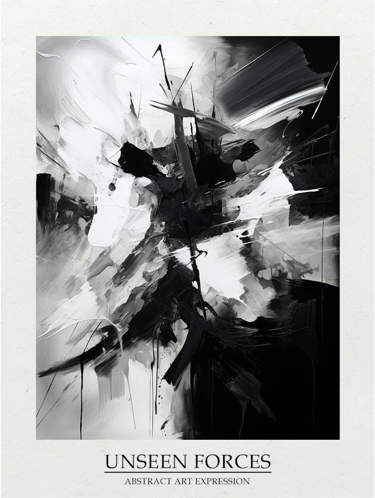 Unseen Forces Abstract Black And White 3 Poster