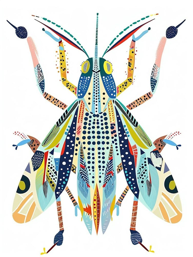 Colourful Insect Illustration Katydid 4
