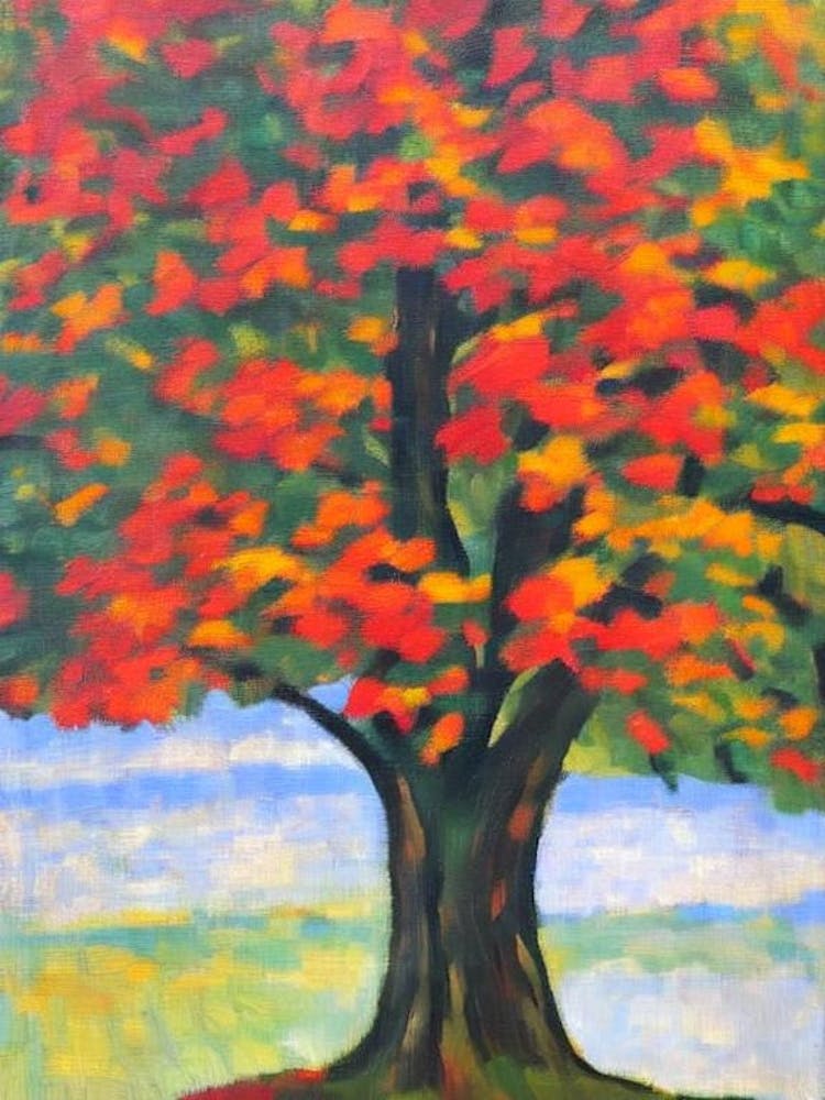 English Oak tree Abstract Block Colour