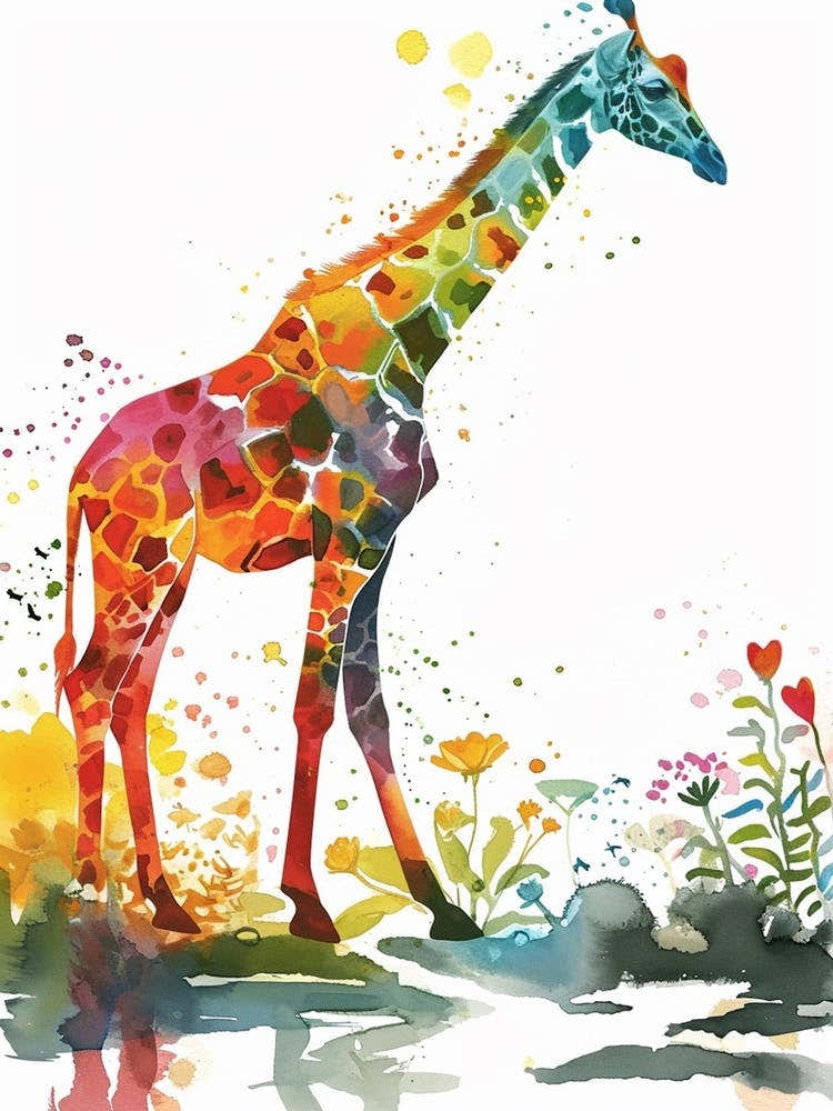 Giraffe Walking Watercolour 1
