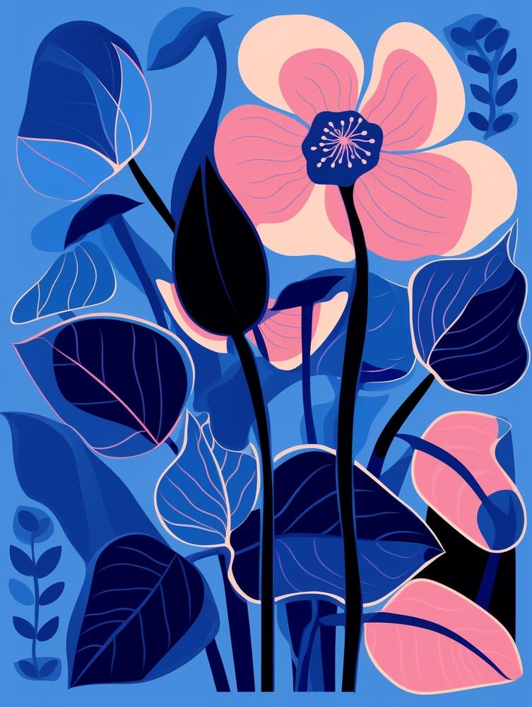 Blue Flower Illustration Flamingo Flower 2