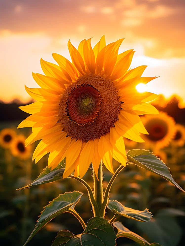 Sunflower At Sunset