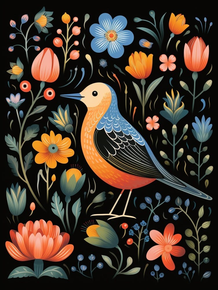 Folk Bird Illustration Dunlin 1