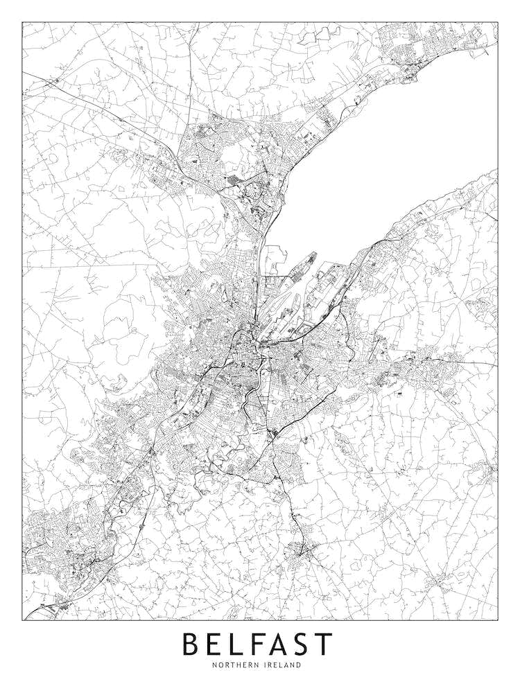Belfast White Map