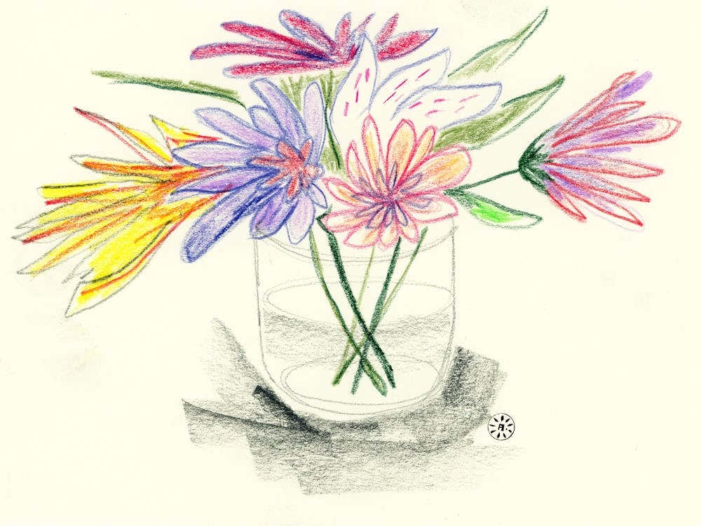 Pencil Flowers 4- floral vertical minimal