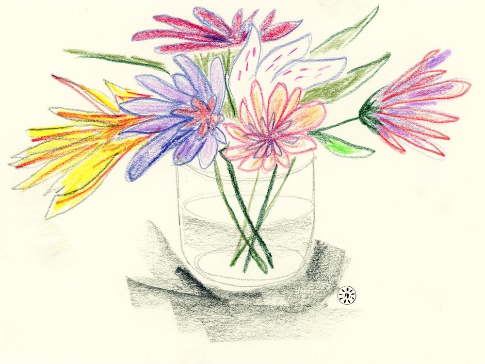 Pencil Flowers 4- floral vertical minimal