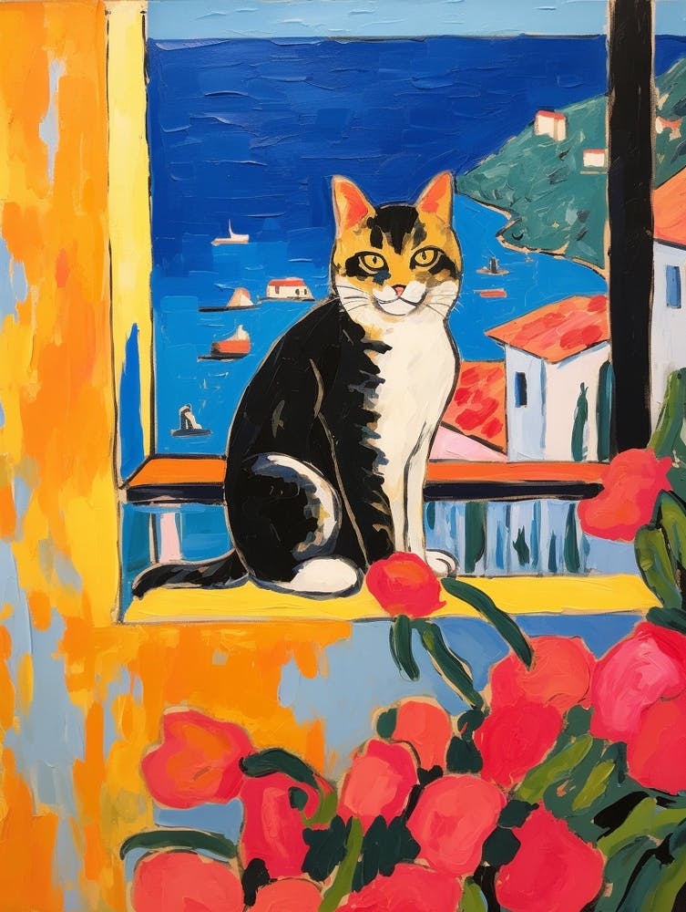 Painting Of A Cat In Ravello Italy 1