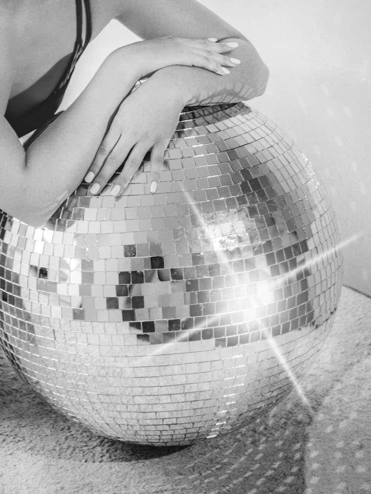 Disco Glow Black and white shiny discoball photography