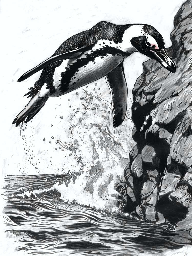 King Penguin Diving Into The Water 4