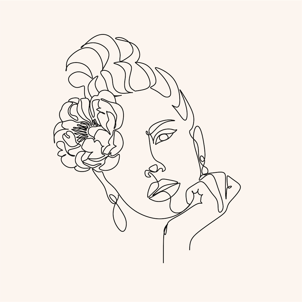 Woman with Flower Minimalist Print