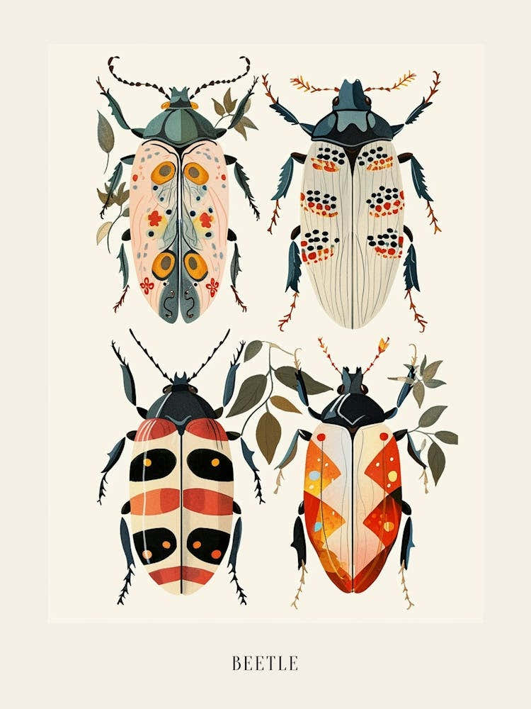 Colourful Insect Illustration Beetle 8 Poster