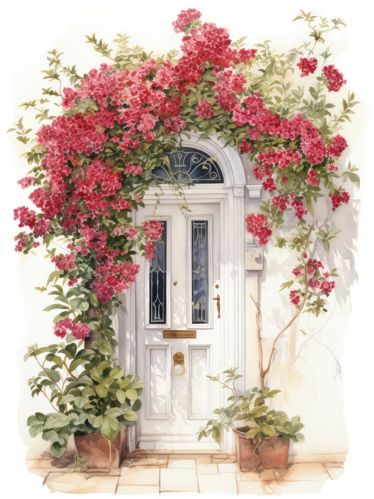 Thessaloniki, Greece   Mediterranean Doors Watercolour Painting 1