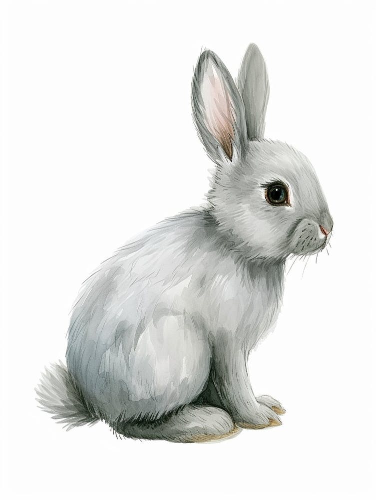 English Silver Rabbit Kids Illustration 2