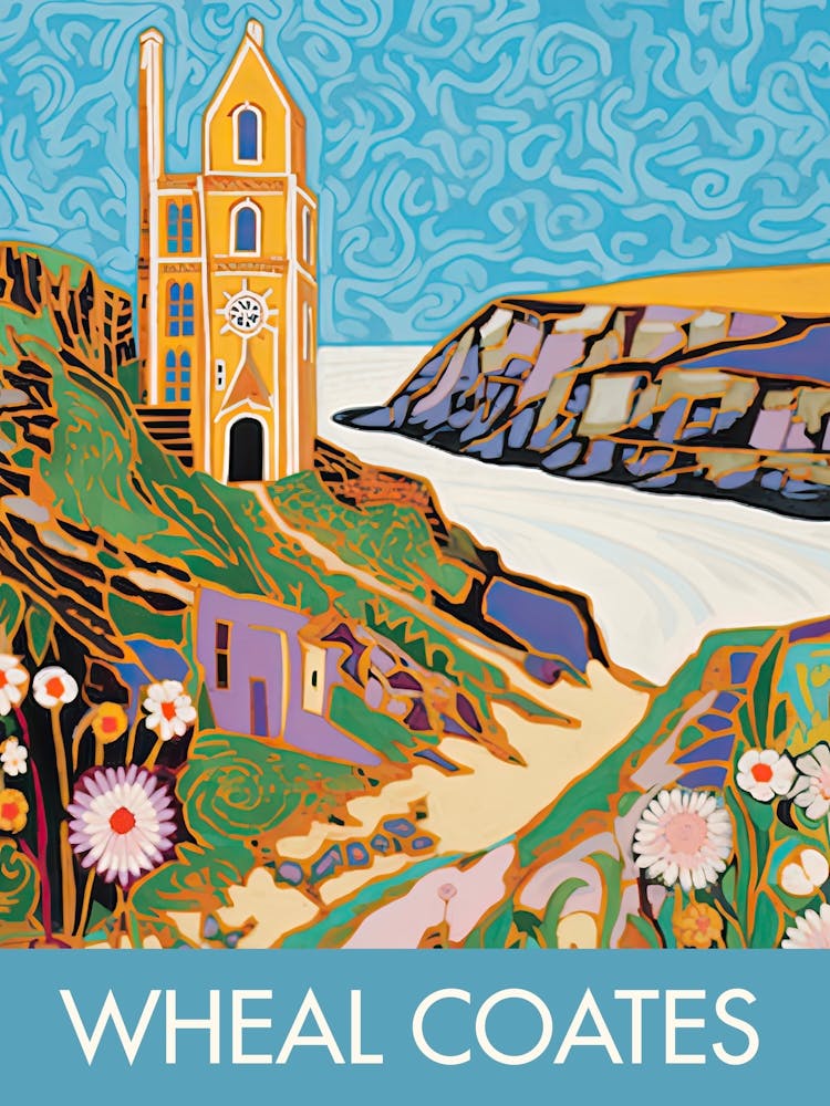Wheal Coates England Travel Print Painting Cute