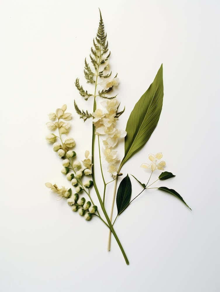 Pressed Wildflower Botanical Art False Solomons Seal