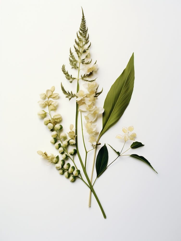 Pressed Wildflower Botanical Art False Solomons Seal