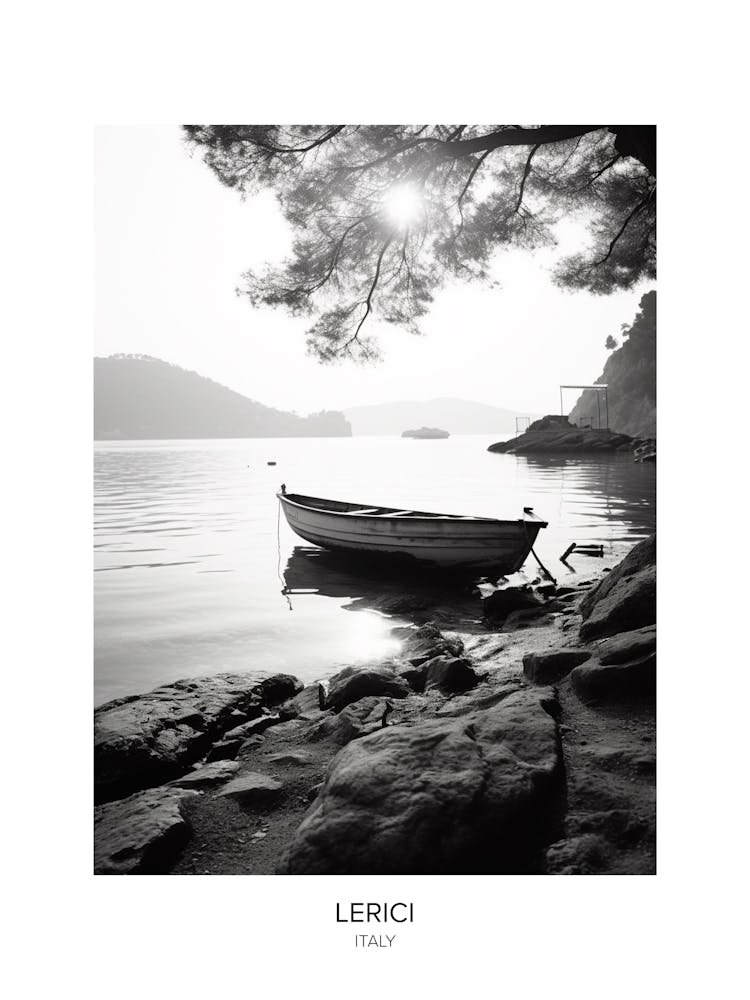 Poster Of Lerici, Italy, Black And White Photo 4