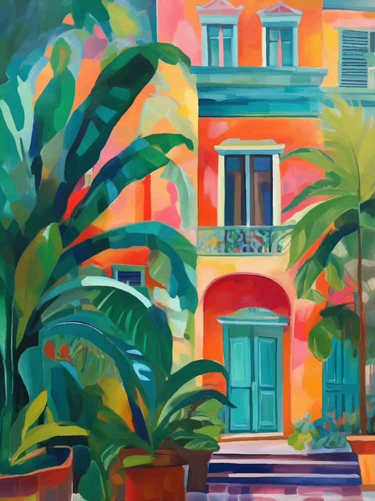 Colorful and tropical House facade