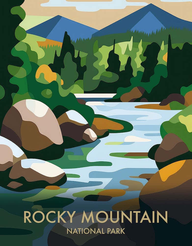 Rocky Mountain National Park Matisse Style Vintage Travel Poster 3