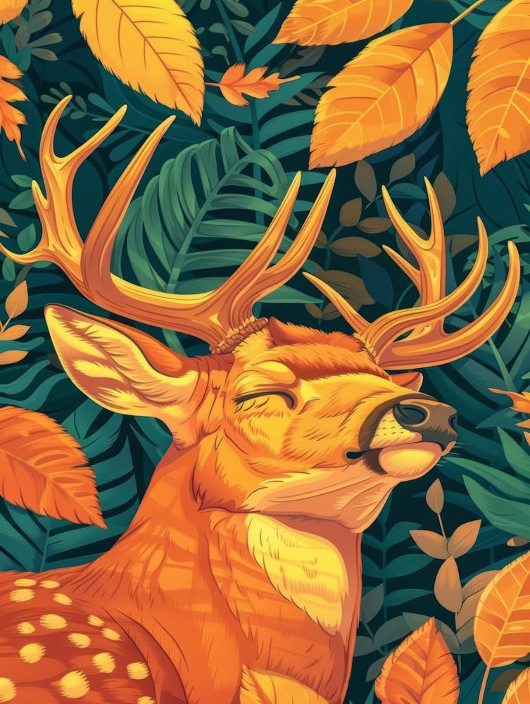 Deer In Autumn Leaves 1