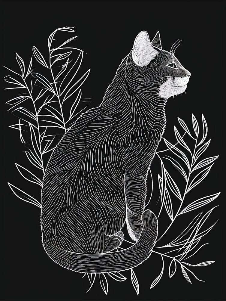 Turkish Van Cat Minimalist Illustration 3