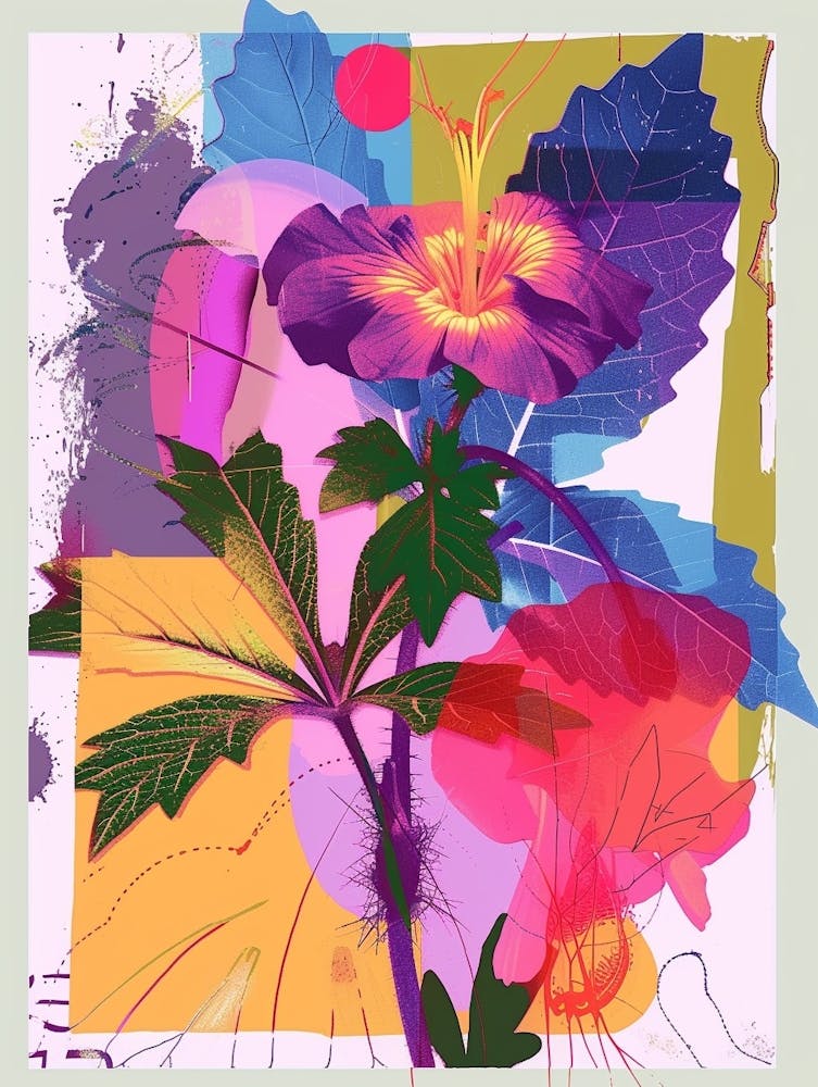 Geranium 4 Neon Flower Collage