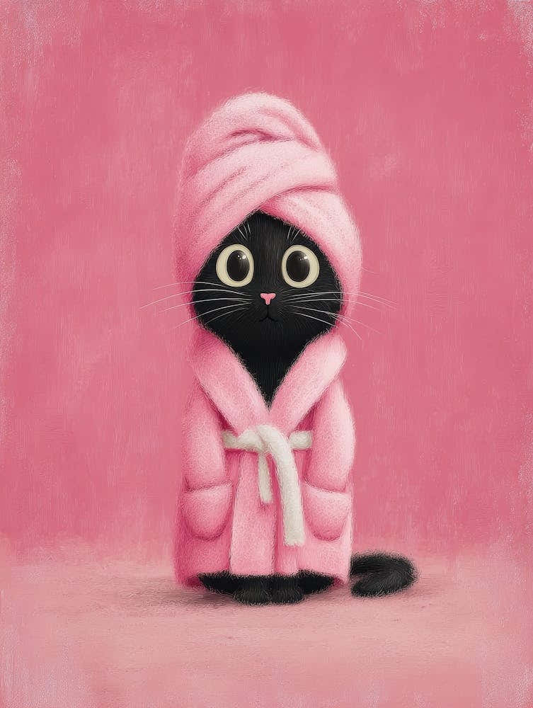 Cat In Pink Bathrobe