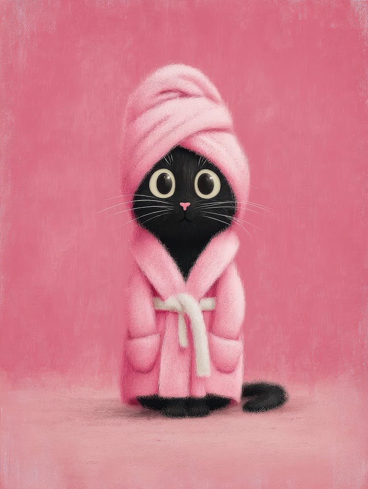 Cat In Pink Bathrobe