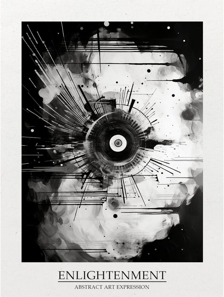 Enlightenment Abstract Black And White 1 Poster