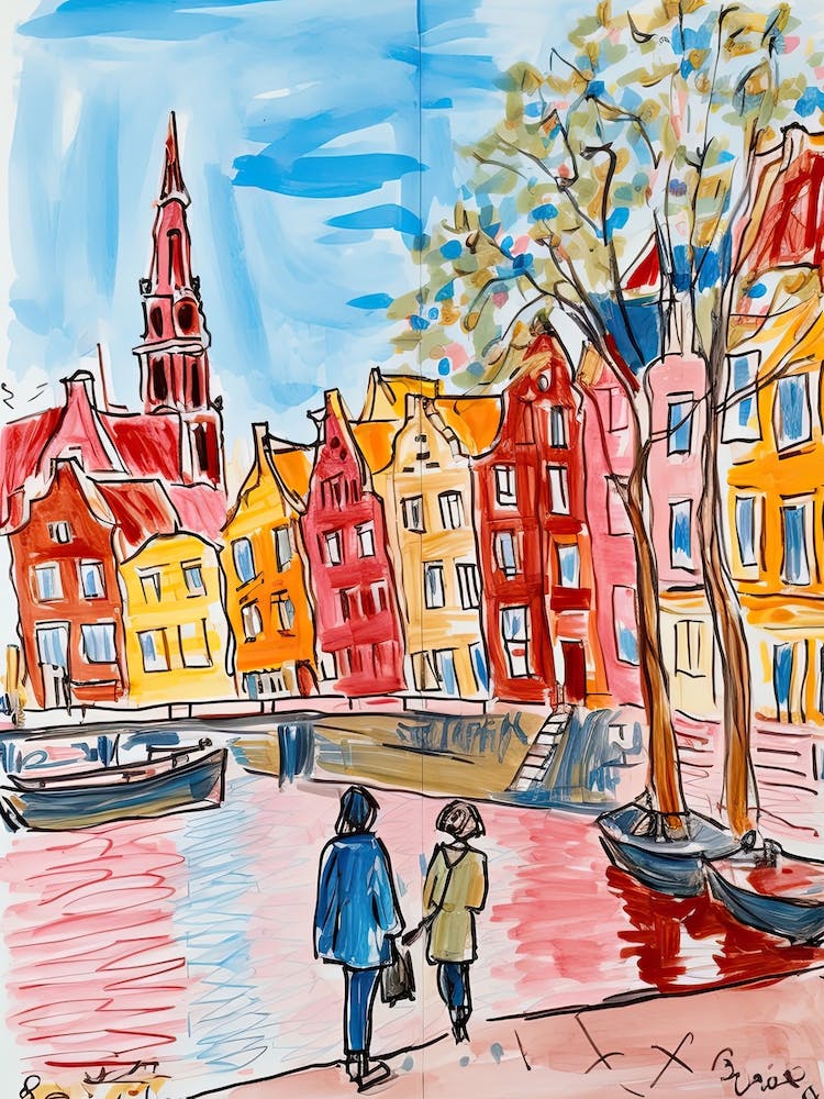 Amsterdam, Dreamy Storybook Illustration 2