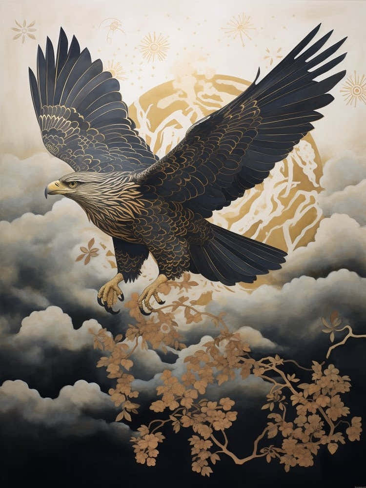 Hawk 3 Gold Detail Painting