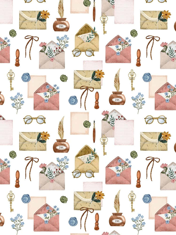 Vintage victorian era letters pattern