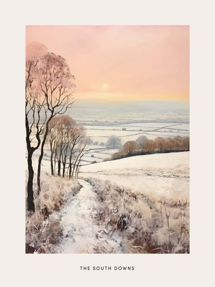 Dreamy Winter National Park Poster  The South Downs England 1