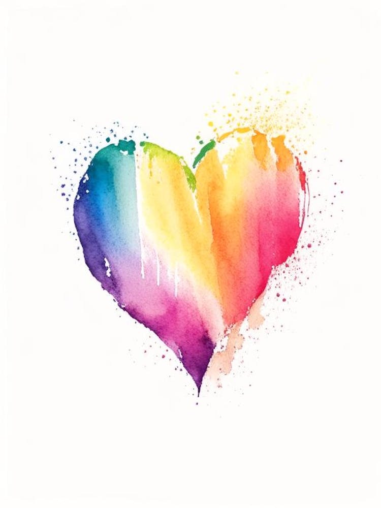 Rainbow Heart 1 Symbol Minimal Watercolour