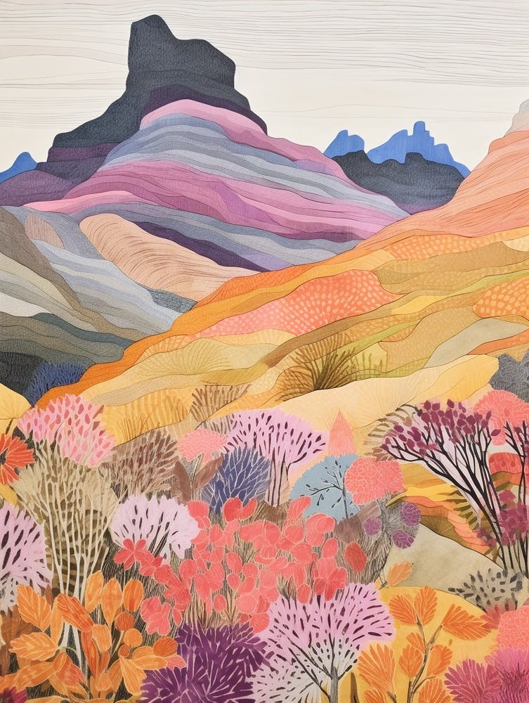 Mount Ossa Australia 2 Colourful Mountain Illustration