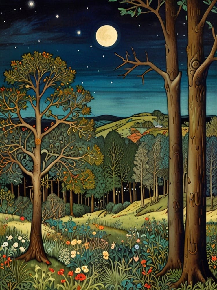 William Morris Moonlight In The Woods 84