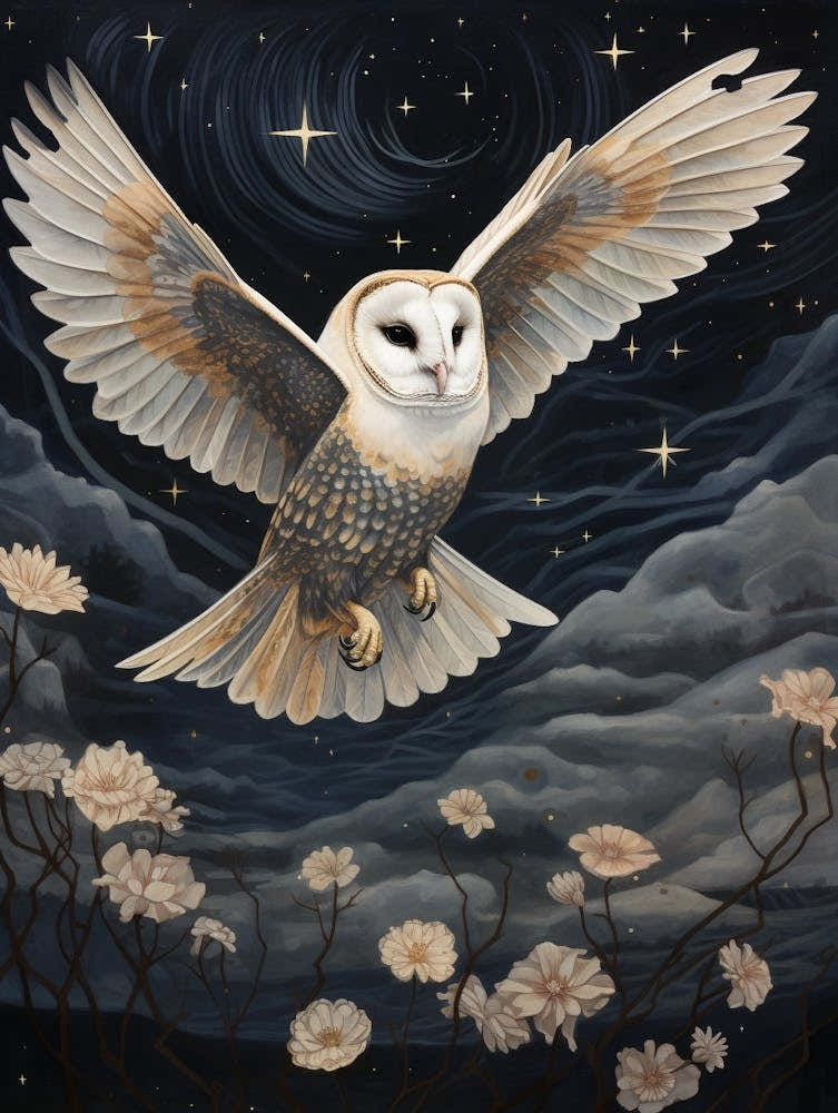 Barn Owl 1 Gold Detail Painting
