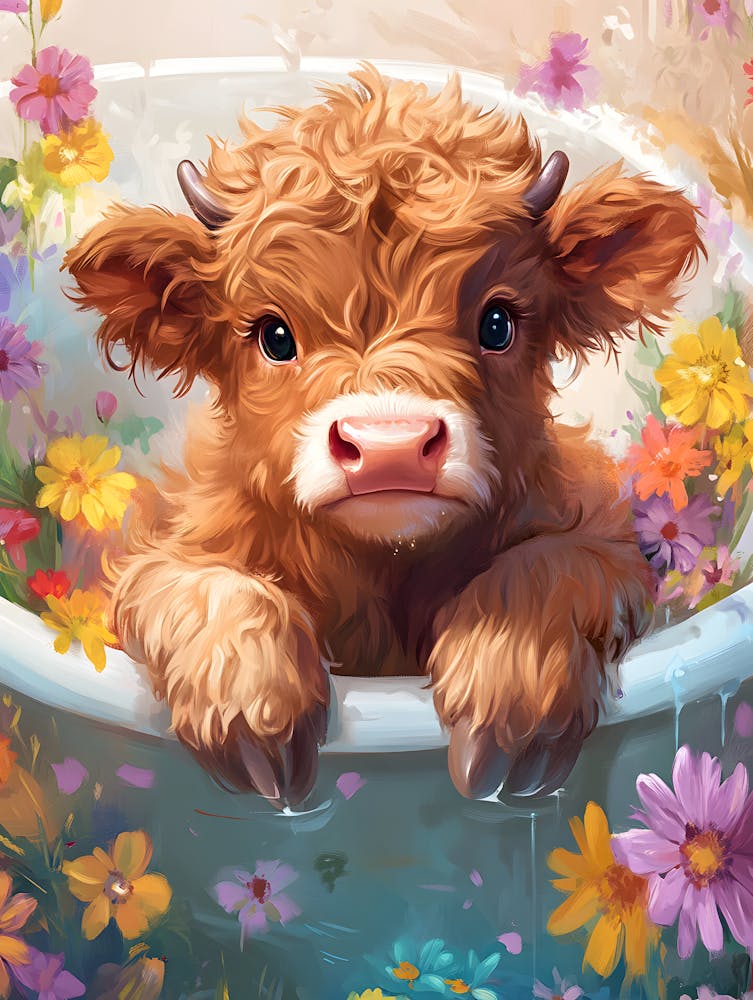 Cute Cow In A Tub 1