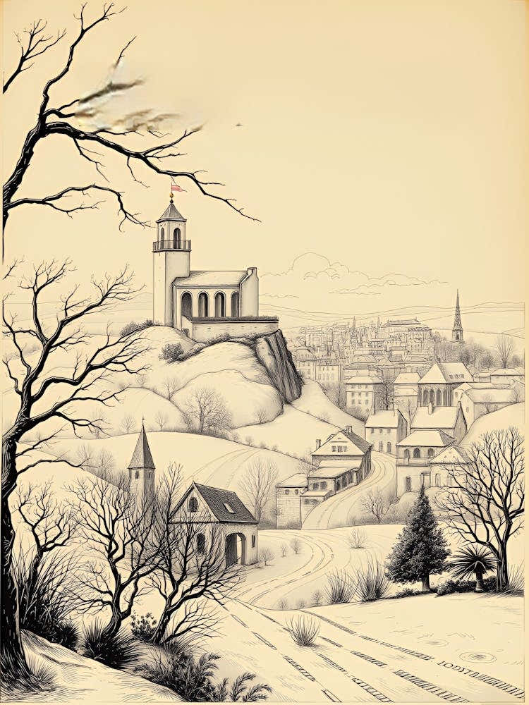 Winter Village In The Snow