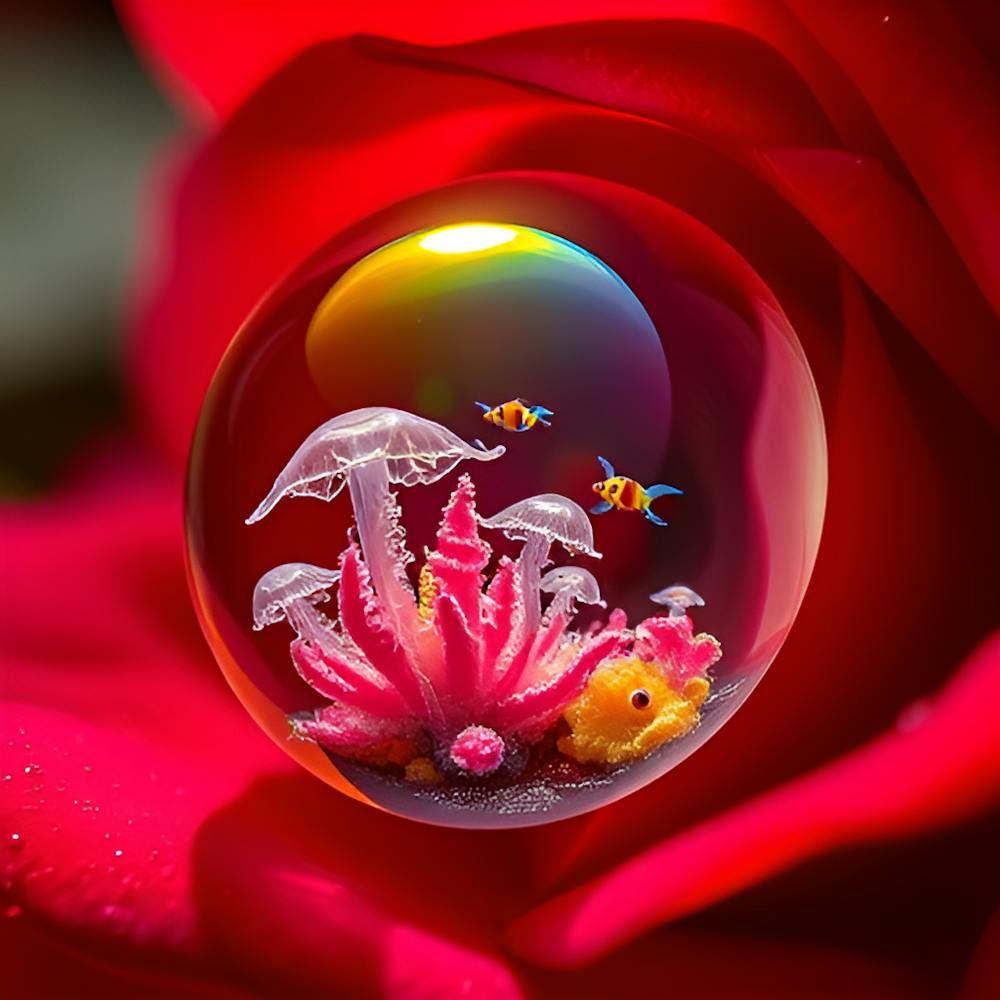 Water Bubble On A Rose