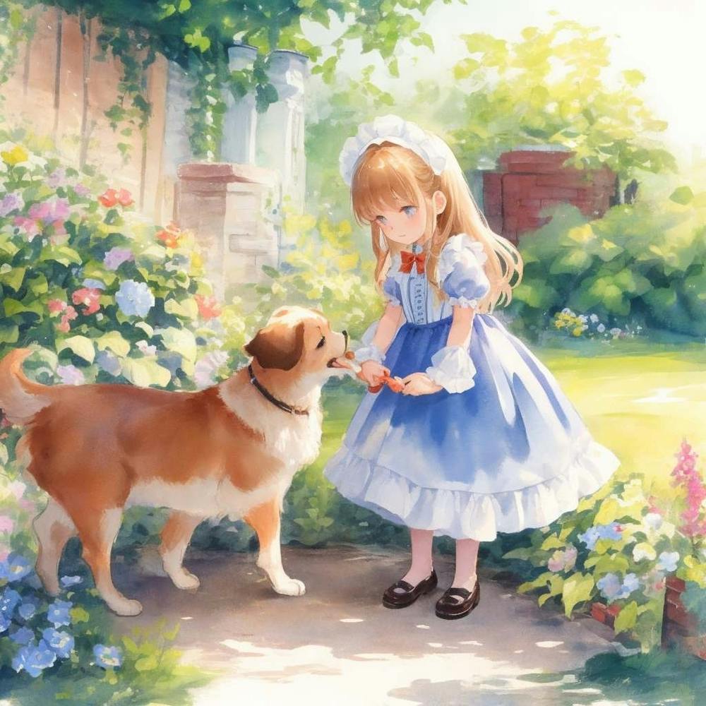 Beautiful Little Girl Playing With Her Do 0