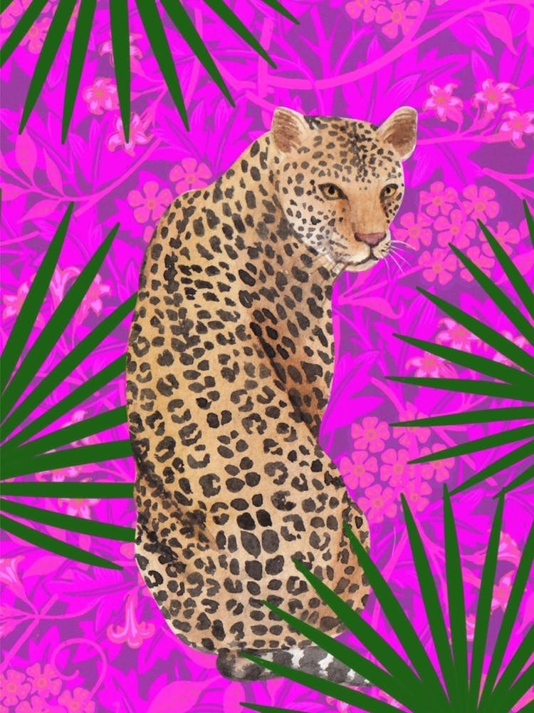 Leopard On Pink Background (William Morris)