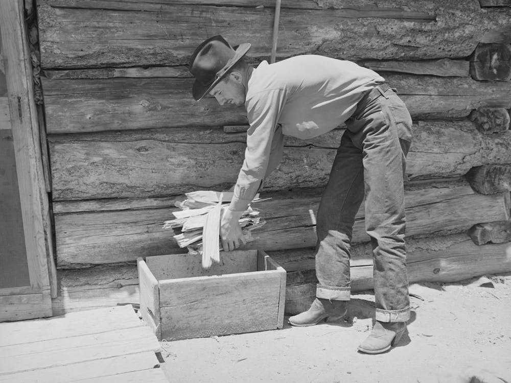 Farmer Getting Wood For The Cook Stove, Pie Town, New Mexico By Russell Lee