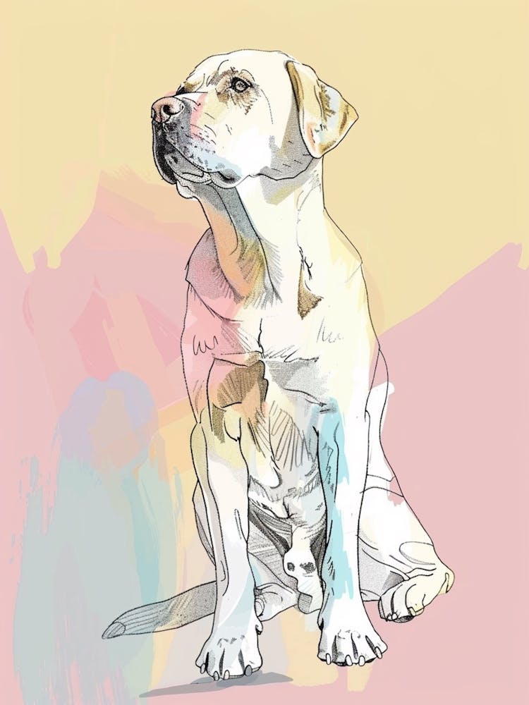 Pastel Labrador Dog Watercolour Line Illustration 4
