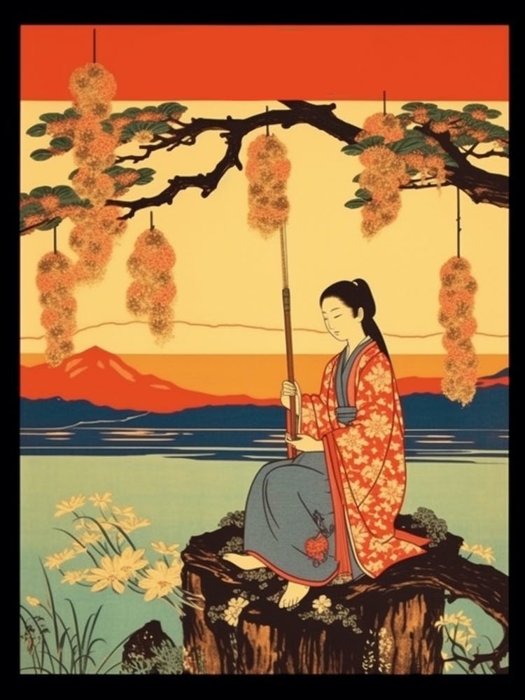 Lake Biwa, Japan Vintage Travel Art 1