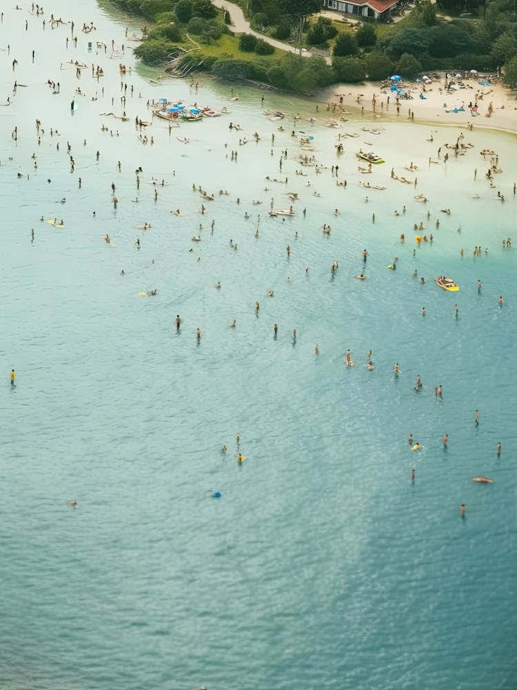 High Summer Season Full Beach Aerial Photo