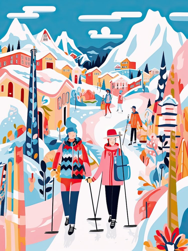 La Plagne   France, Ski Resort Illustration 0