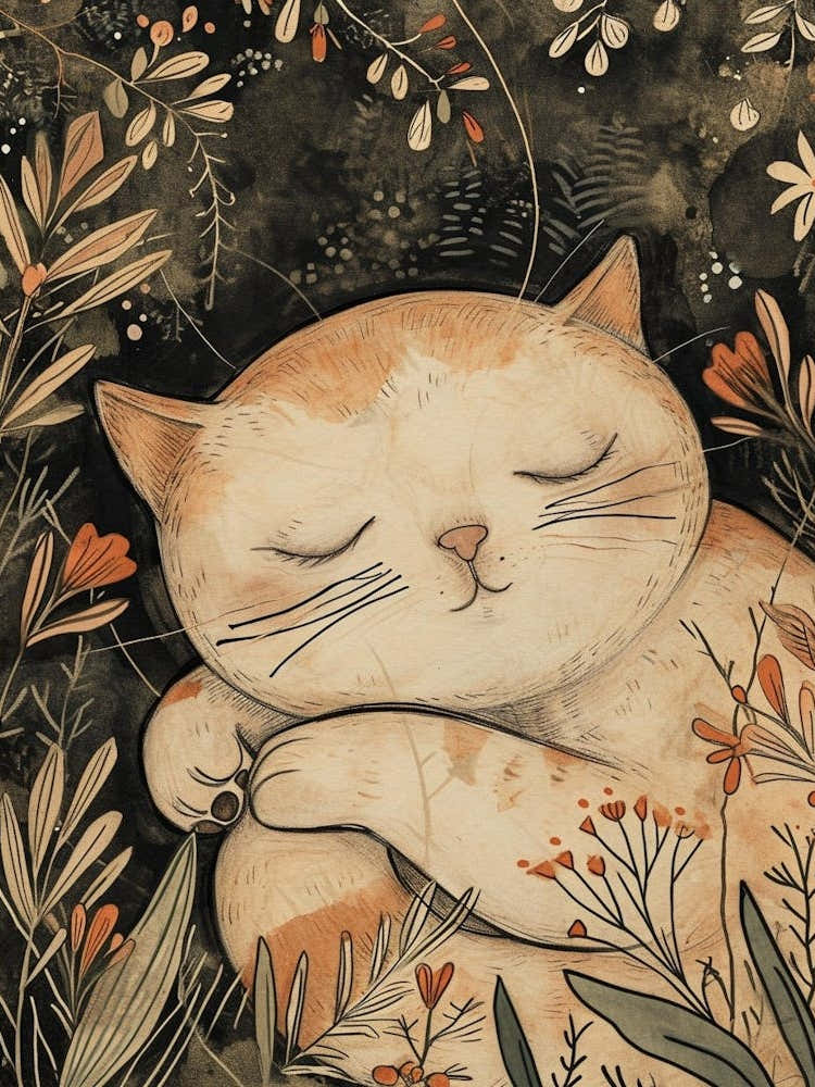 Persian Cat Japanese Illustration 2