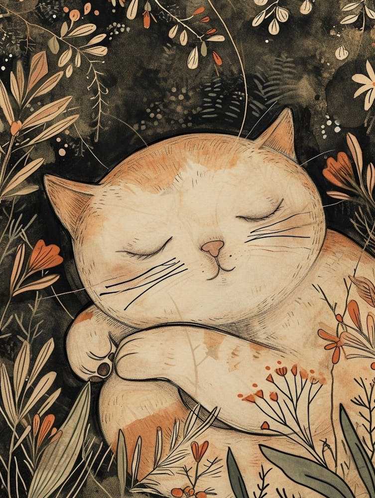 Persian Cat Japanese Illustration 2