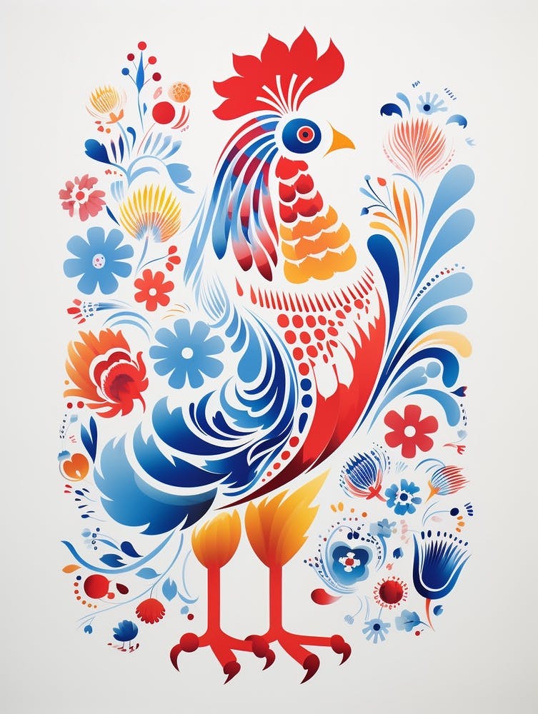 Scandinavian Bird Illustration Chicken 2